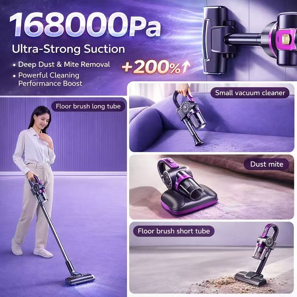 TOSHIBA Cordless Vacuum Cleaner 168000Pa Suction UV Mite Removal Brushless Motor 8in1 — view 6