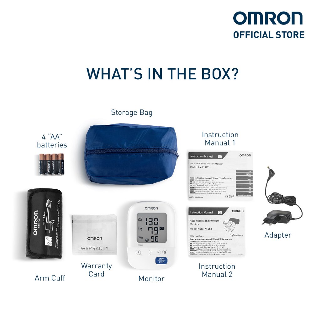 Omron HEM-7156T-A Automatic Upper Arm Blood Pressure Monitor BPM Digital w/ Bluetooth & Intellicuff - Image 7