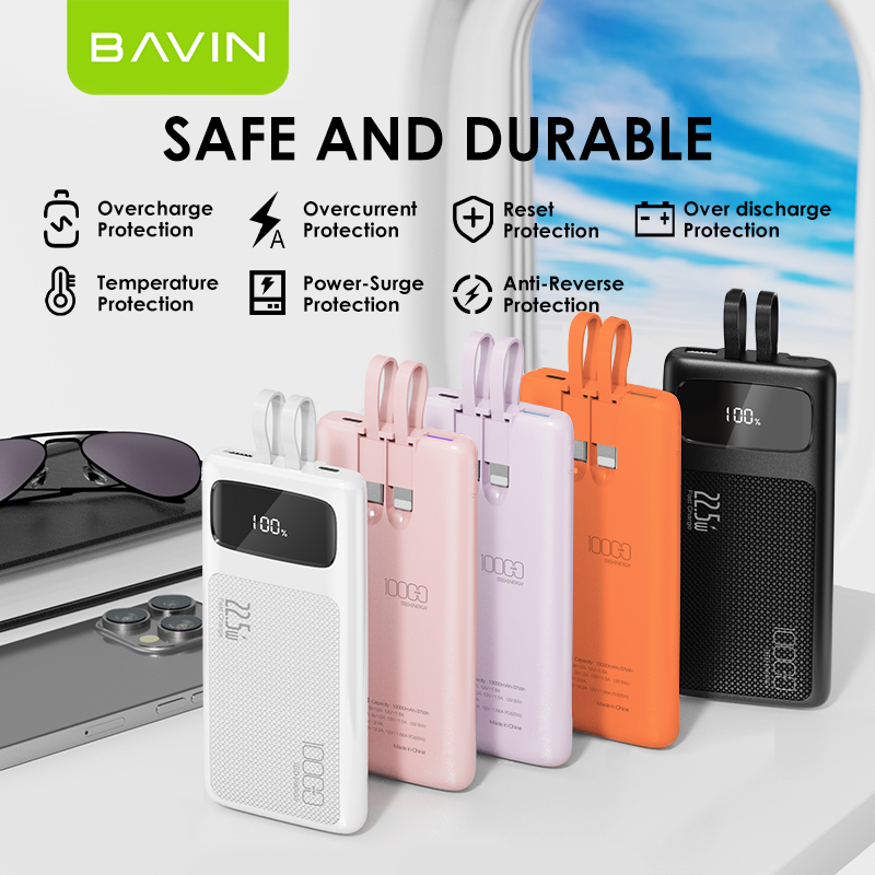 BAVIN PC008Pro 10000mAh/PC007Pro 20000mAh 22.5W Fast Charging Powerbank w/LED Display&Built-in Cable - Image 7