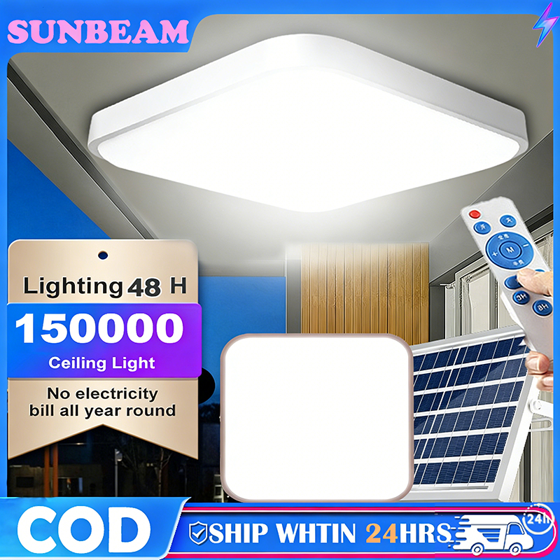 Solar Ceiling Light IP67 LED 3 Colors Outdoor Waterproof Square Solar Light Indoor With Remote