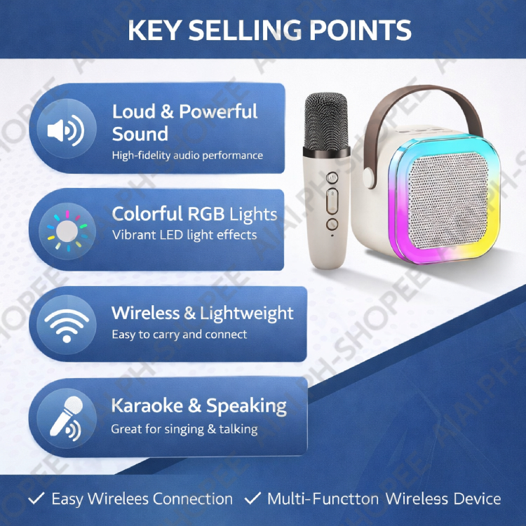 K12 Home KTV Karaoke Machine Dual Microphone RGB Light Wireless Speaker for Kids — view 4