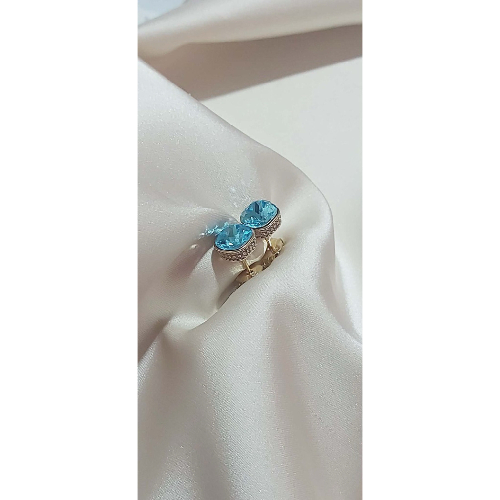 Authentic Aquamarine Gemstone Stud Earrings with Diamonds product photo 2