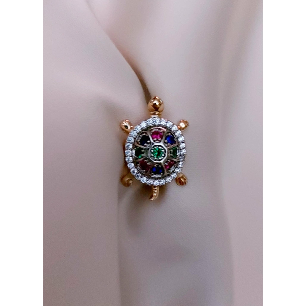 Multi-Colored Gemstone Turtle Hoop Earrings product photo 3