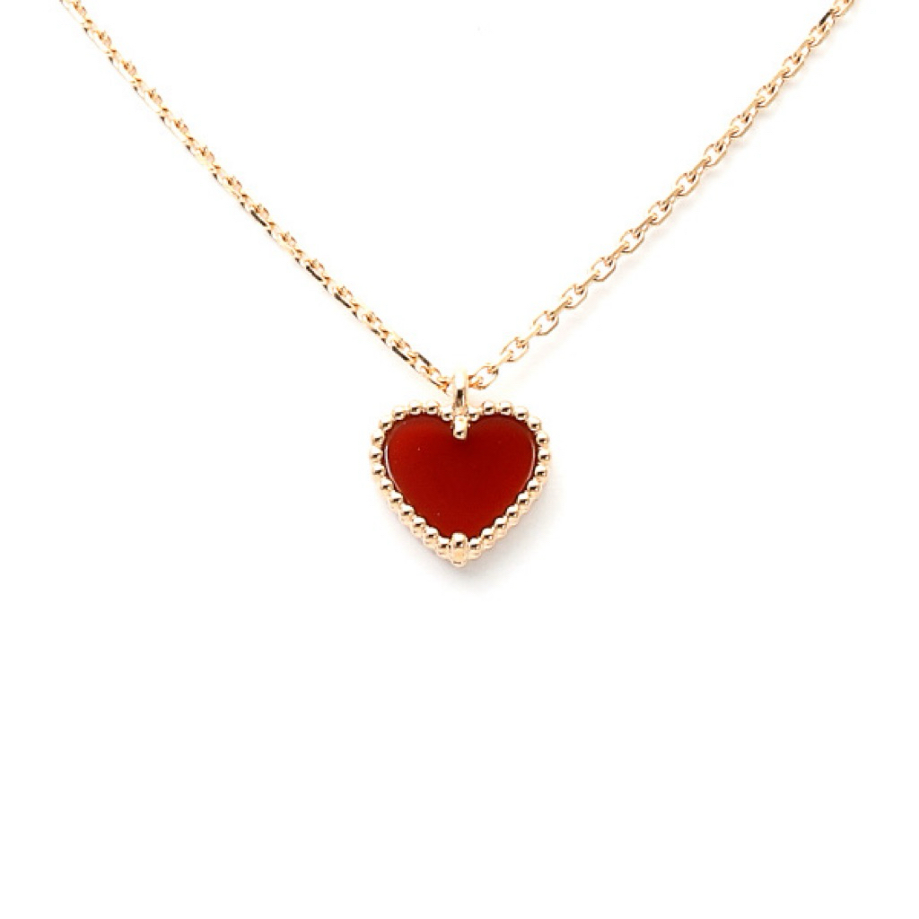 Sweet Alhambra Heart Necklace | Red Carnelian | Adjustable 16–18 Inches product photo 4