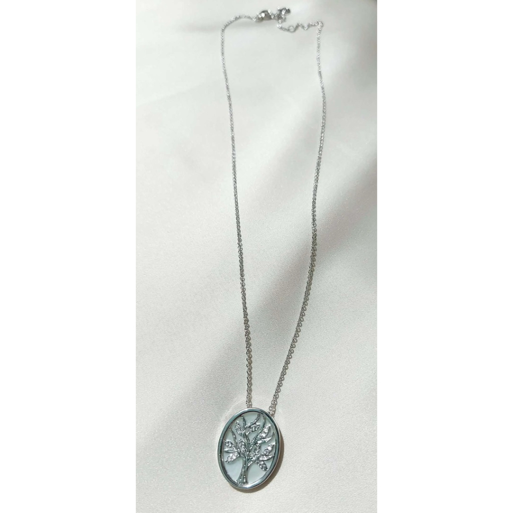 Elegant Money Tree /Tree of Life Pendant Necklace |Real Mother of Pearl Inlay w/dia. product photo 4