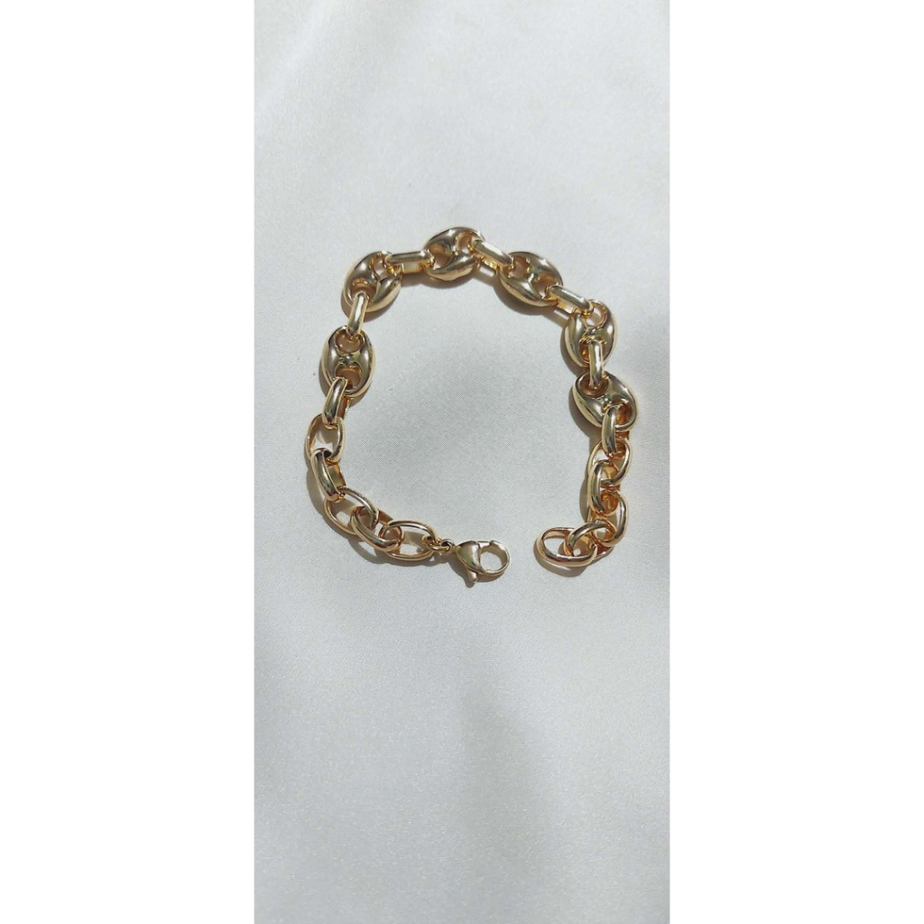 Elegant Puffy Mariner Link Bracelet | Champagne Gold Setting | 8 Inches product photo 2