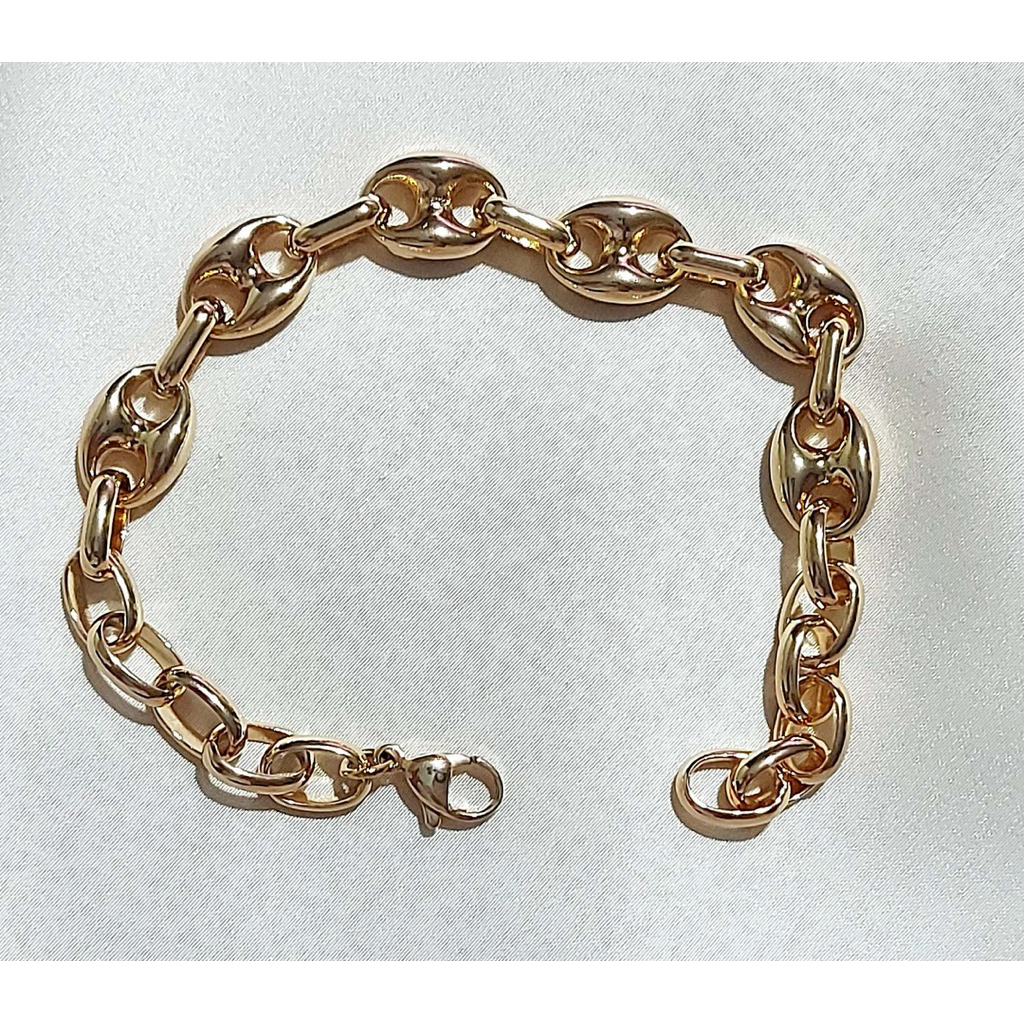Elegant Puffy Mariner Link Bracelet | Champagne Gold Setting | 8 Inches product photo 1