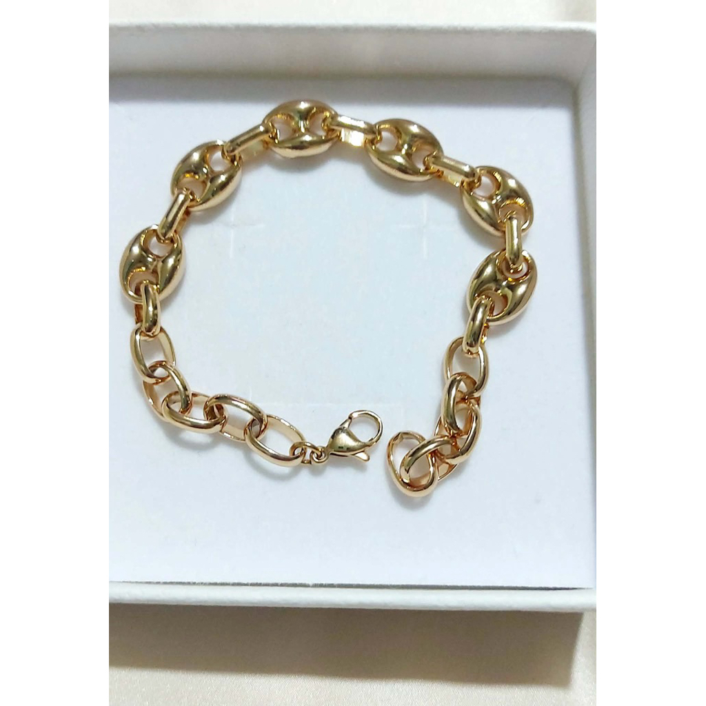 Elegant Puffy Mariner Link Bracelet | Champagne Gold Setting | 8 Inches product photo 4