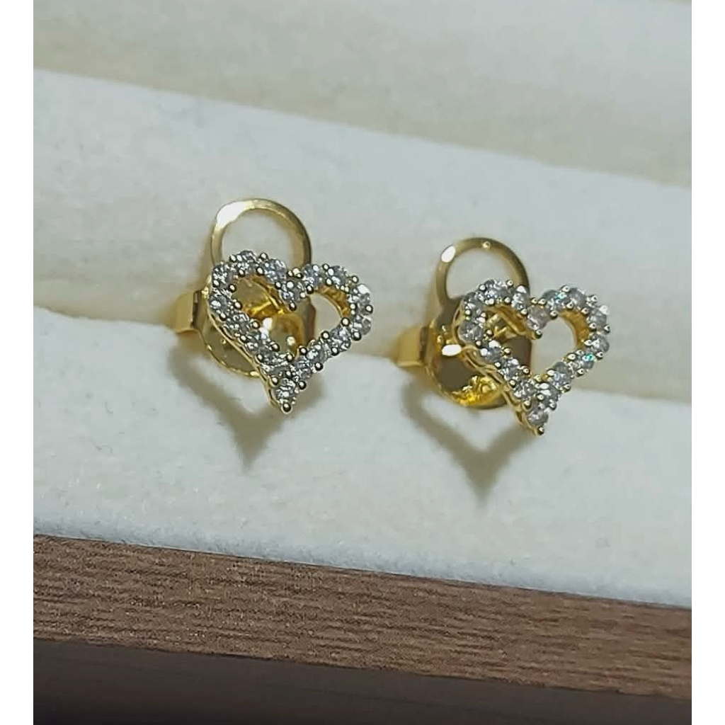 Open Heart Diamond Stud Earrings | 1cm | 18K Gold Vermeil product photo 3