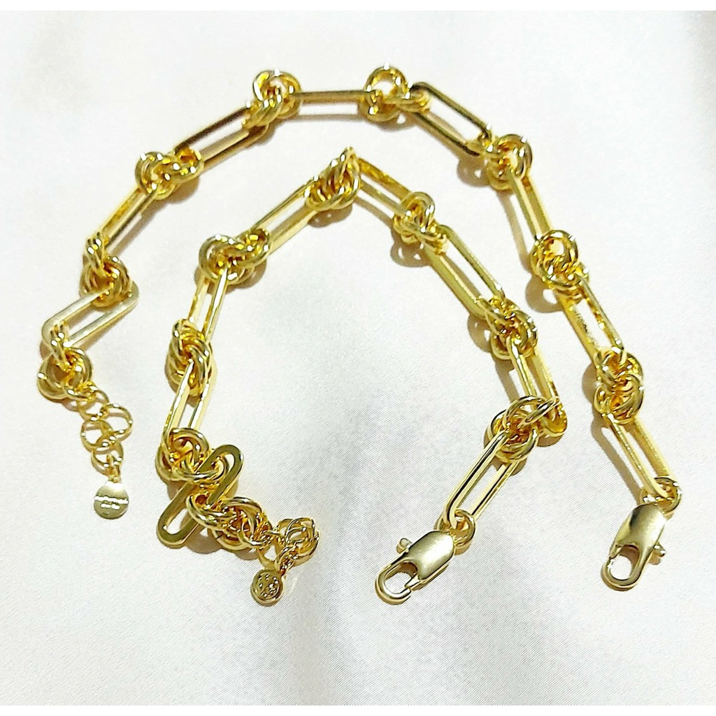 Knot Link Paperclip Bracelet | Adjustable 7.5–8.5 Inches | Yellow Gold Setting product photo 4