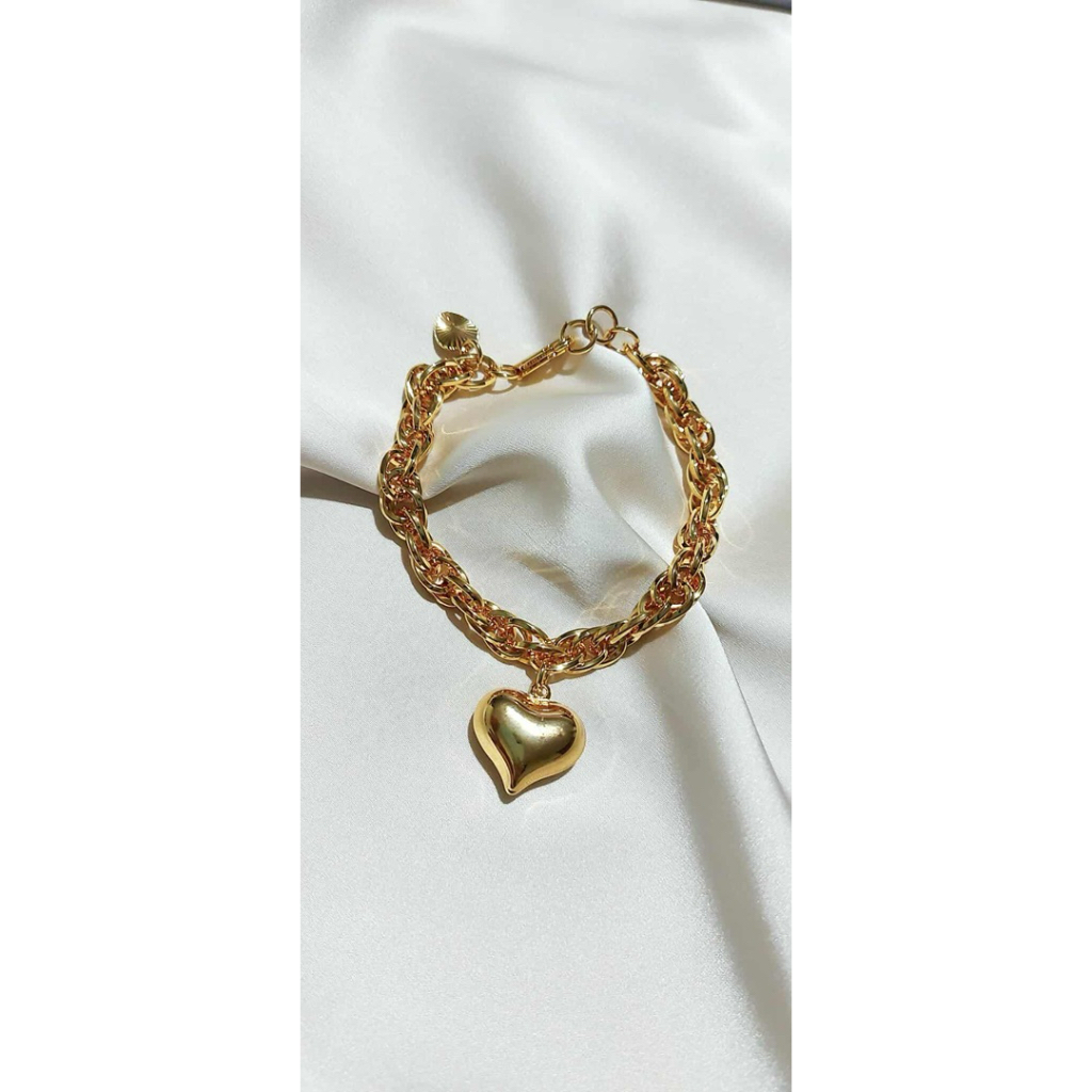 Chunky Tauco Chain Bracelet with Heart Charm | 7–7.5 Inches | Yellow Gold Setting product photo 4