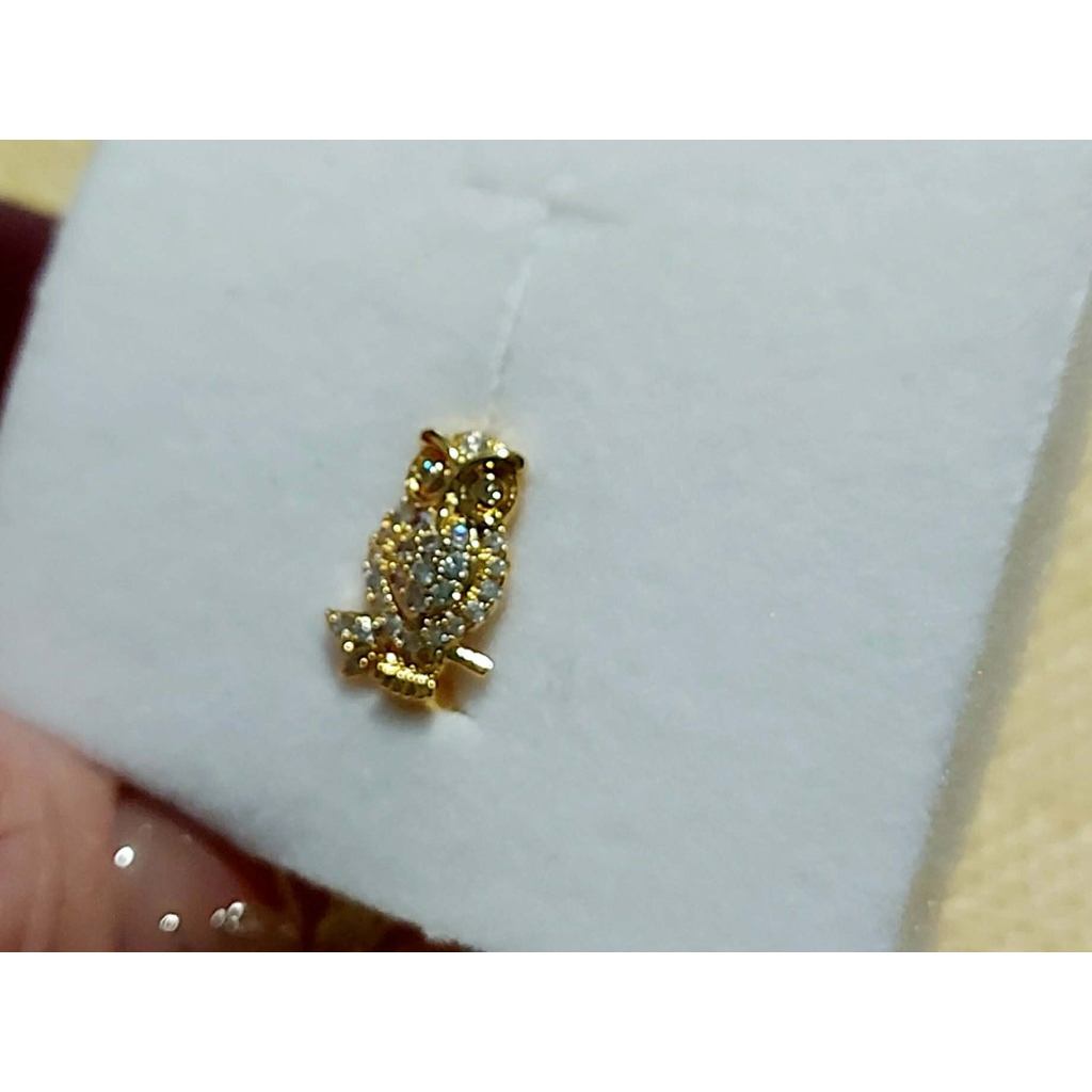 Owl Clip style Earrings Gold Tone Pave Diamond Accent |Owl Earrings,Handcrafted product photo 2
