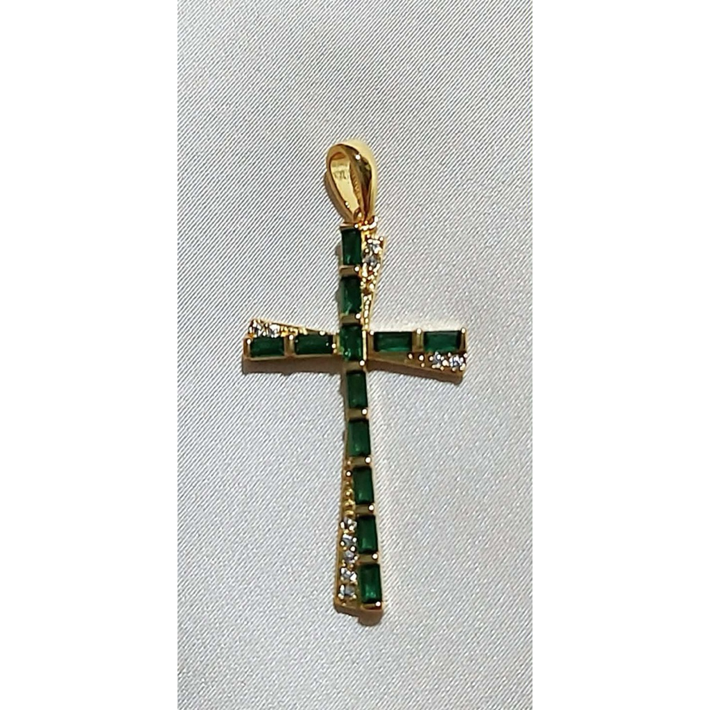 Emerald Cross Pendant | Yellow Gold Setting product photo 2