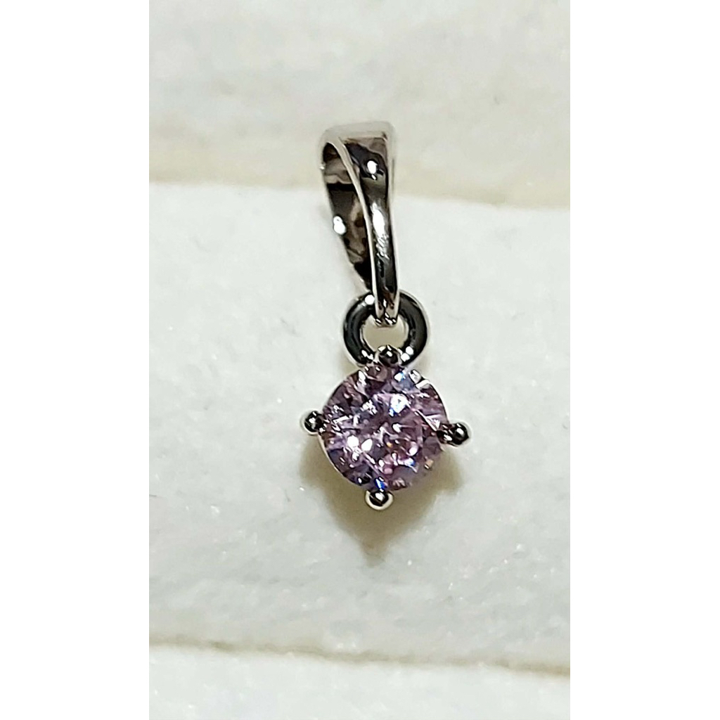 [Metchlab] Round Pink Crystal Pendant | Platinum Setting product photo 2