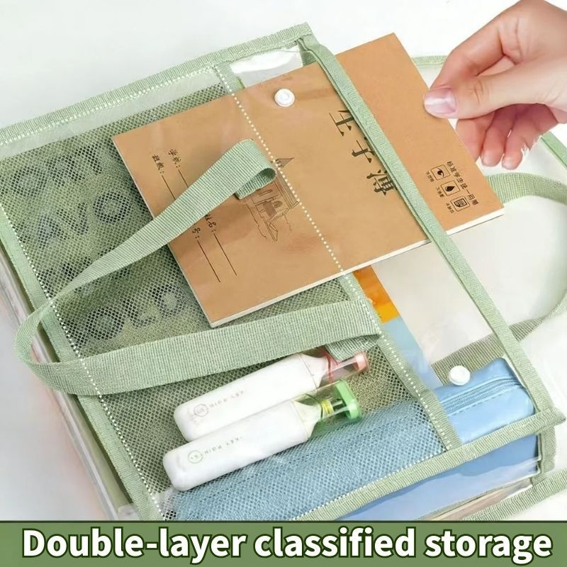 PVC Transparent Waterproof Large Capacity Extra Thick File Bag Multifunctional Document Organizer — view 7