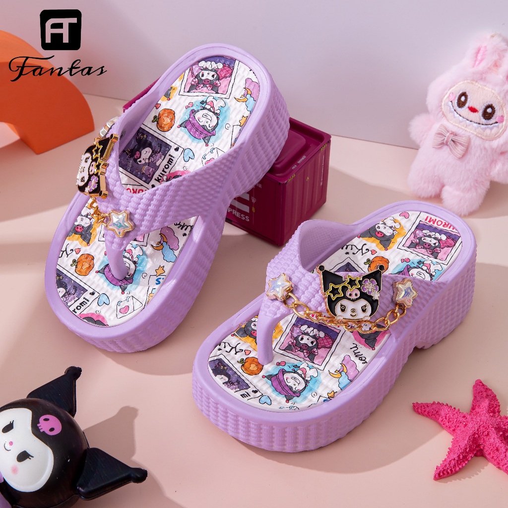 Kuromi Slippers for Kids EVA High quality Thick Soled Sandals Outdoor Indoor Girls Shoes - Image 5