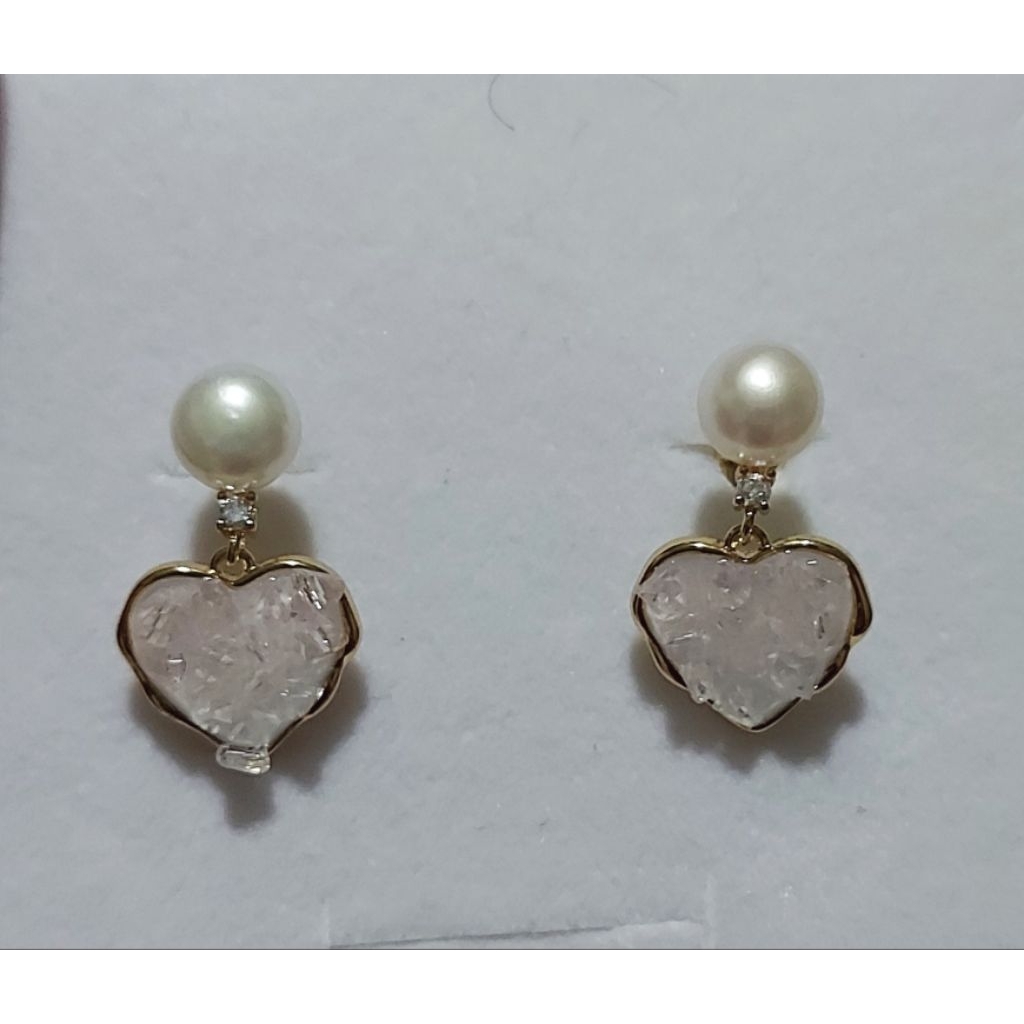 Pearl and Heart Drop Earring yg. product photo 2