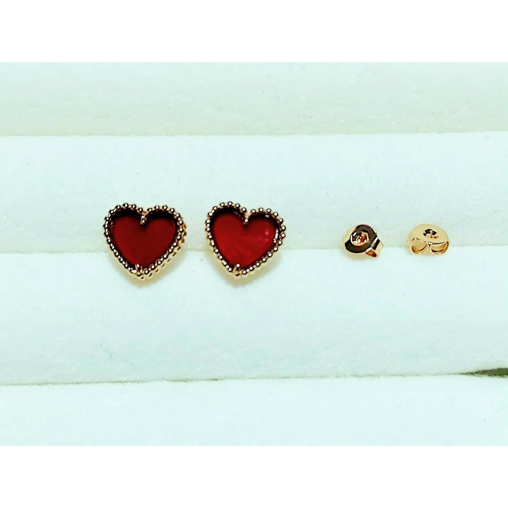 VCA Sweet Alhambra Heart Stud Earrings – 18K Champagne Vermeil with Carnelian product photo 1