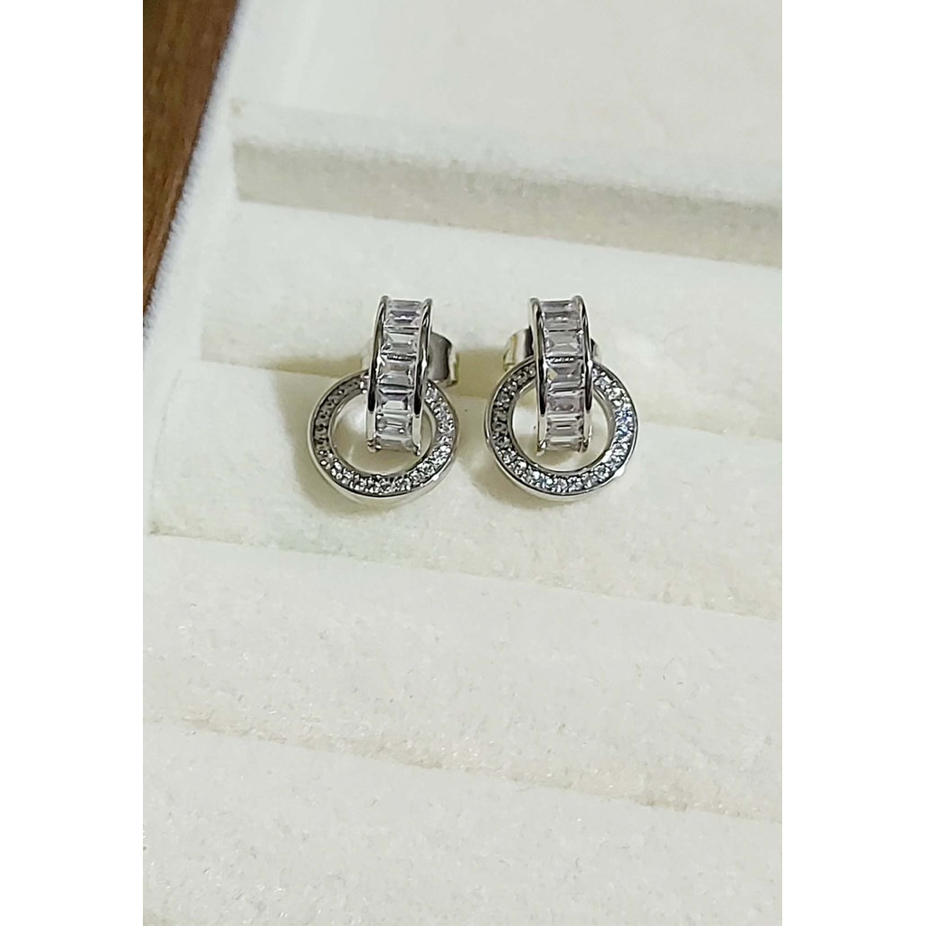CD Door Knocker Inspired Stud Earrings with Diamonds – 18K Gold Vermeil product photo 4