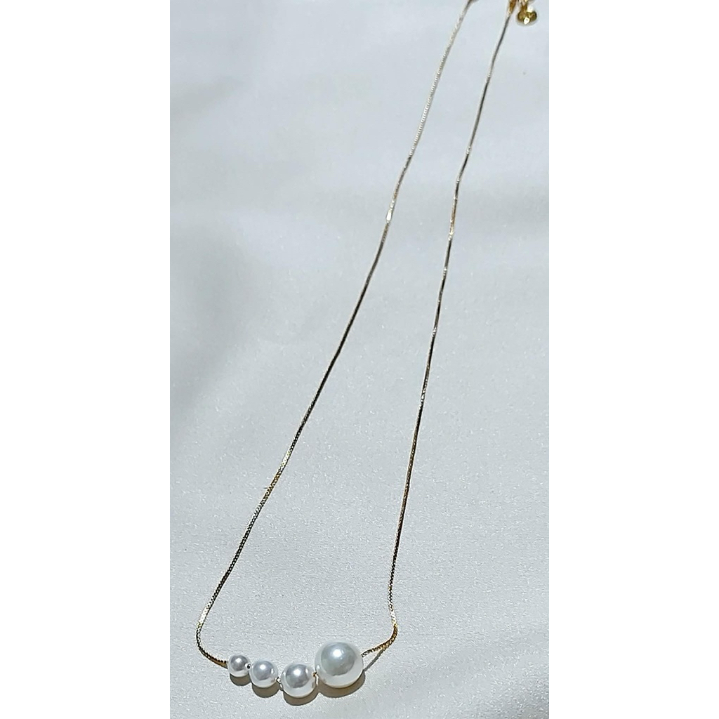4 Pearl Necklace in Yellow Gold Setting | Adjustable 16–18 Inches
