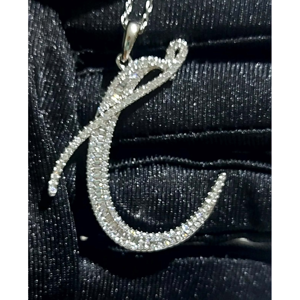 Statement Letter Necklace | Handcrafted Diamond Letter | Platinum Setting | 22 Inches product photo 3