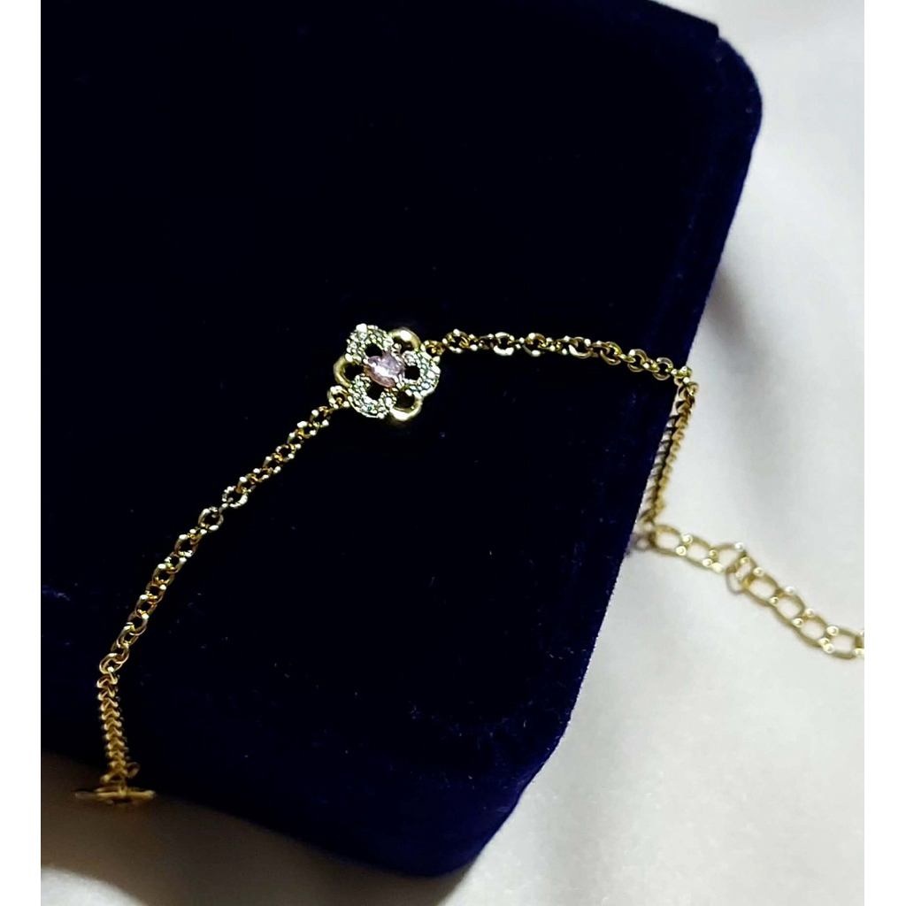 Flower Pendant Bracelet | Pink Sapphire & Diamond | Adjustable 5–6 Inches product photo 2