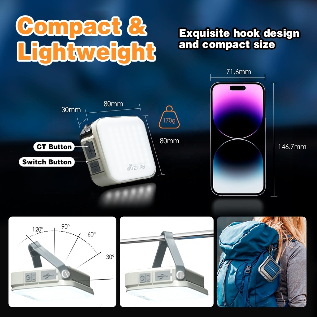 CP36 Solar Camping Light WARSUN 1000LM IPX5 Waterproof Emergency Portable for Outdoor Camping — view 6