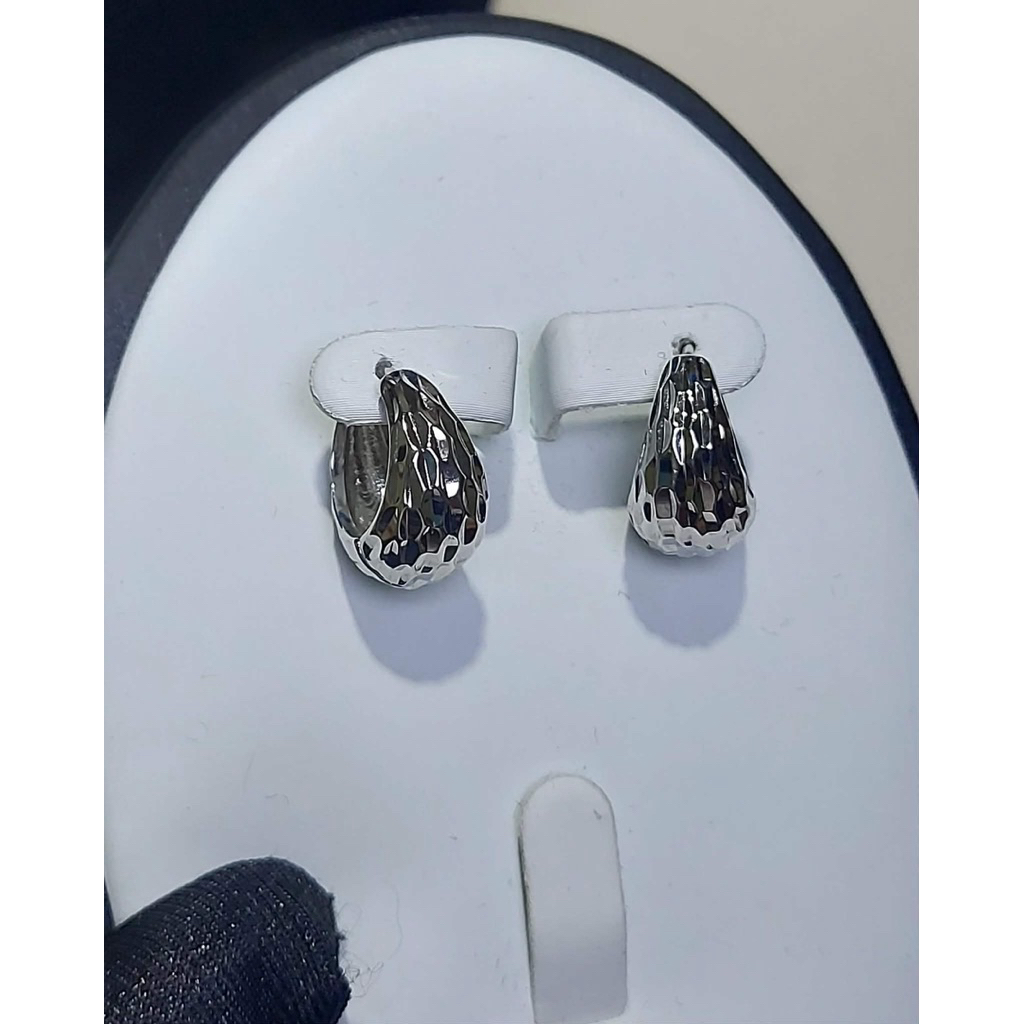 Faceted Huggie Hoop Earrings | Platinum Setting | Minimalist Luxury product photo 4