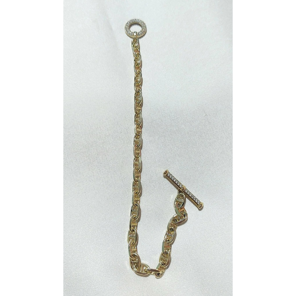Mariner Chain Toggle Bracelet with Diamond Accent | 7 Inches | Yellow Gold Setting product photo 4