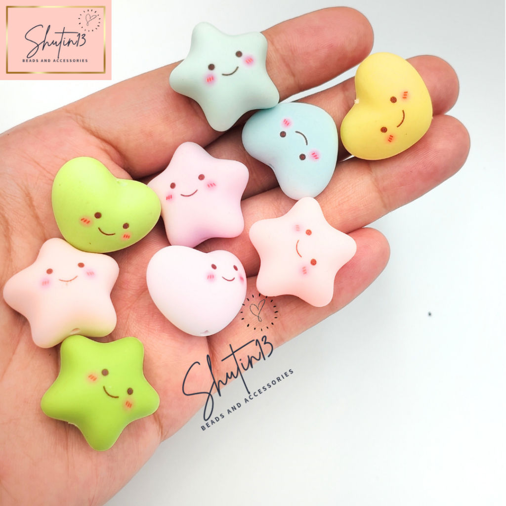 Shutin13 Star Heart Resin Beads Charm with Hole chubby Smiley Bead for DIY Keychain Accessories - Image 4