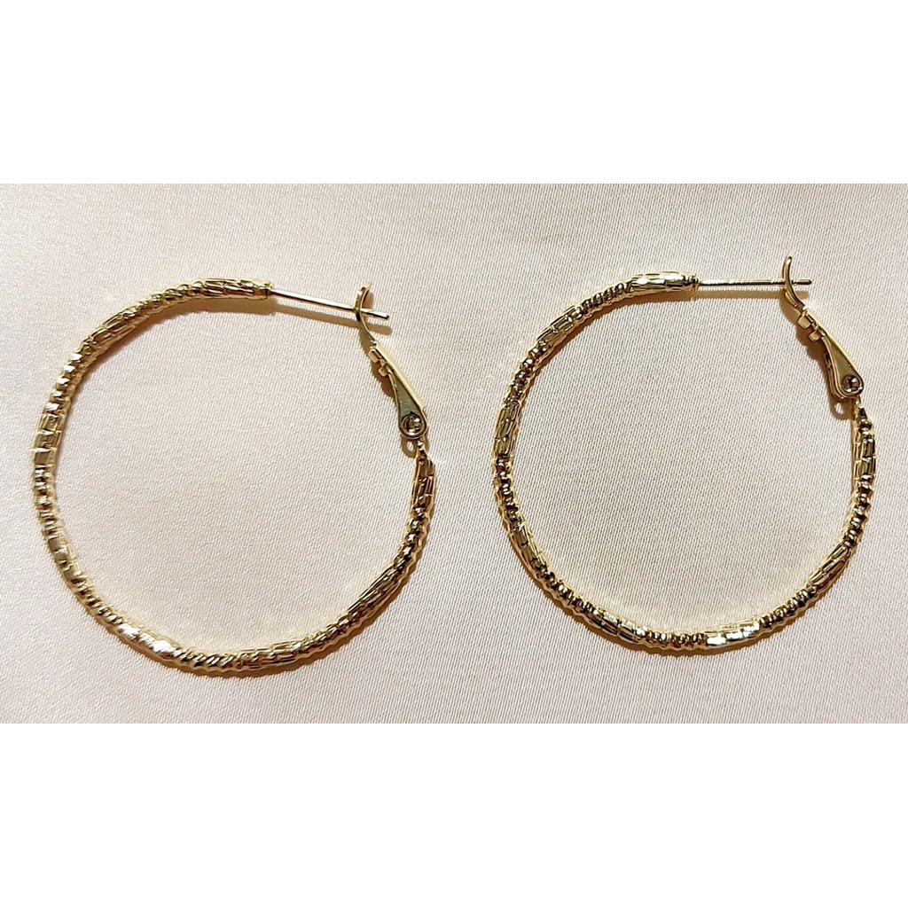 Vintage Art Deco Huge Hoop Earrings | Yellow Gold Setting product photo 2