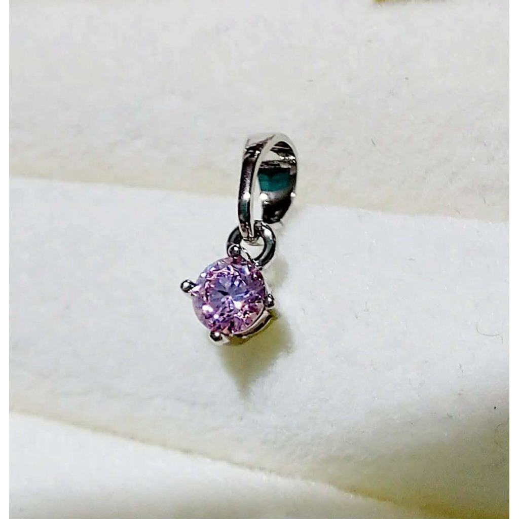 [Metchlab] Round Pink Crystal Pendant | Platinum Setting product photo 5