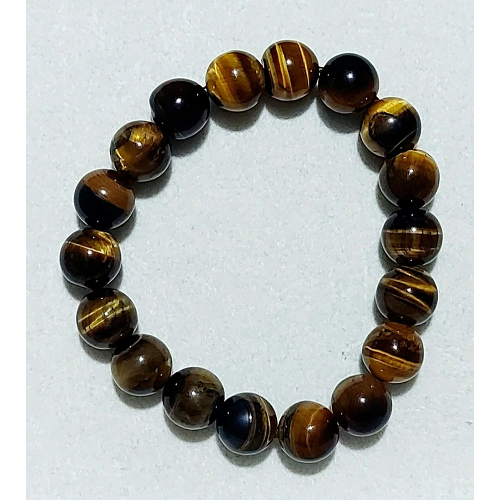 Natural Tiger Eye Gemstone Bracelet | 10mm Beads product photo 5