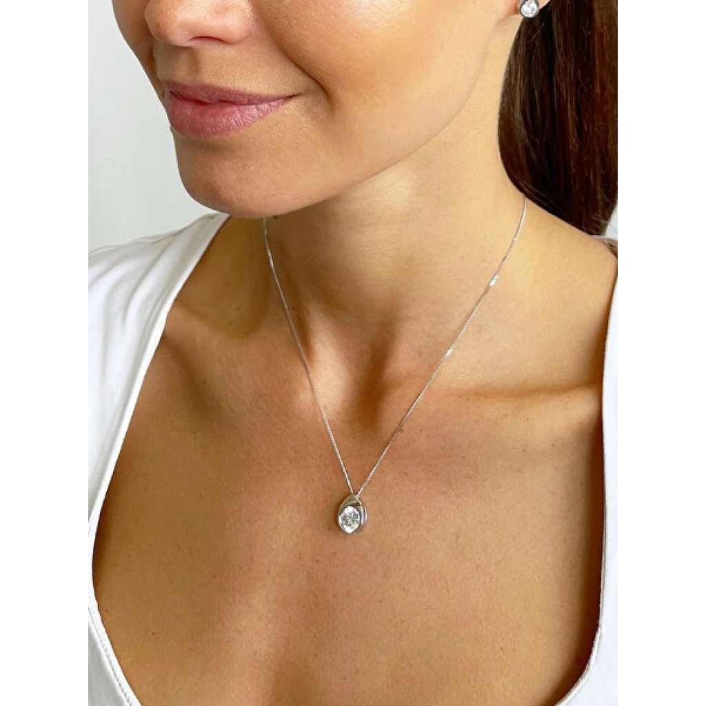 Floating Crystal Teardrop Pendant | Platinum Setting product photo 3