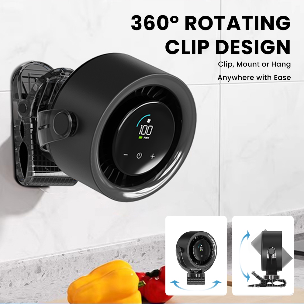 Orashare CF04 Desk Clip Fan Rechargeable 100 Speed Silent Desktop Fan with LED Display 360° Rotating - Image 2
