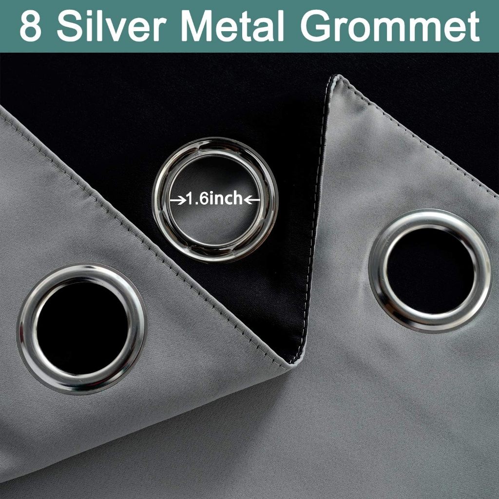 5/6/7/8/9ft 100% Blackout Curtains with Black Liner Thermal Insulated Noise Reducing Full Shading - Image 2