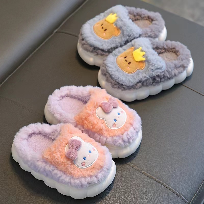 Plush cute rabbit children slippers boys soft sole non slip home fur kids girls Indoor slipper - Image 5