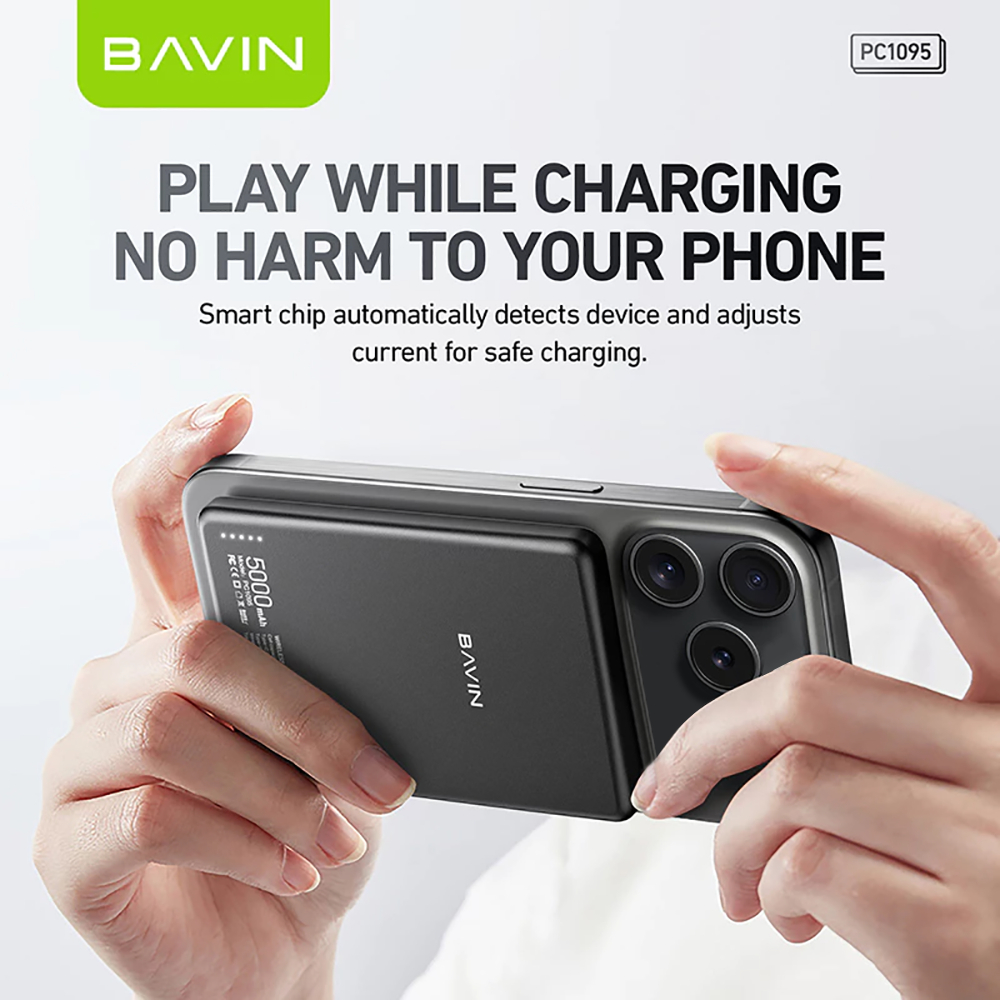 BAVIN PC1095 / PC1106 10000mAh 15W Ultra Thin Fast Charging Wireless Powerbank w/ Free Magnetic Ring - Image 3