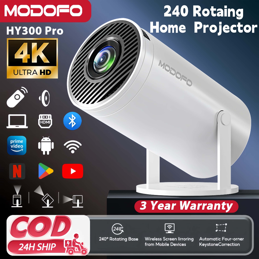 MODOFO Projector HY300 Android 11/13 4k Projectors Portable Mini Projector HD WIFI With bluetooth