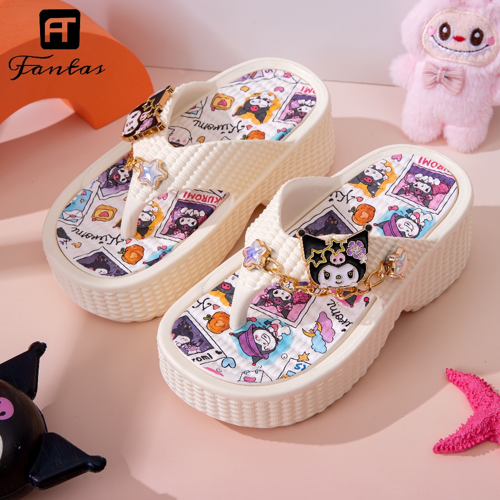 Kuromi Slippers for Kids EVA High quality Thick Soled Sandals Outdoor Indoor Girls Shoes - Image 3