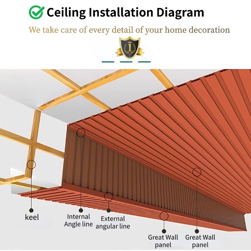 15PCS Solid Wood Panel Board PVC Grille Waterproof Design TV Background Wall Fluted Panel Sent Clamp - Image 7