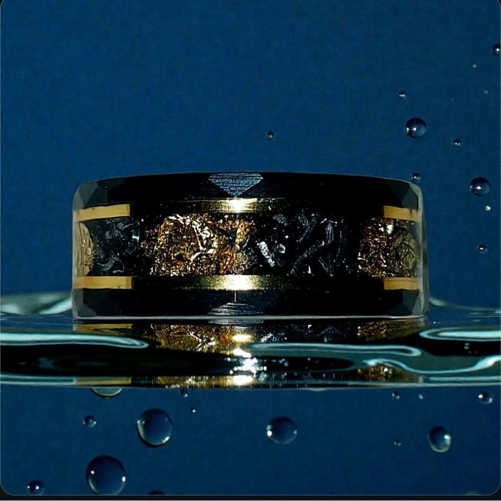 Black Tungsten Ring Size 6 | 18K Gold Inlay Design | Lifetime Quality Band product photo 4