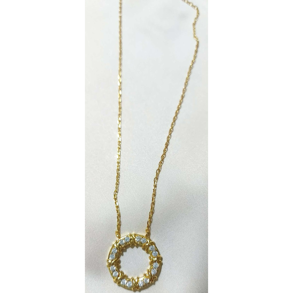 SixteenStone Circle Pendant Necklace | 18K Yellow Gold | Diamond Accents product photo 3