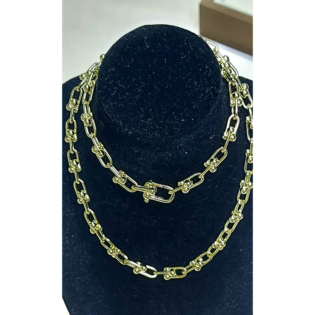 Hardware Link Necklace | Yellow Gold Setting | 16 Inches