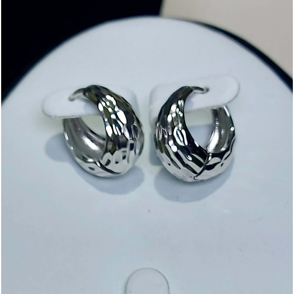Faceted Huggie Hoop Earrings | Platinum Setting | Minimalist Luxury product photo 3