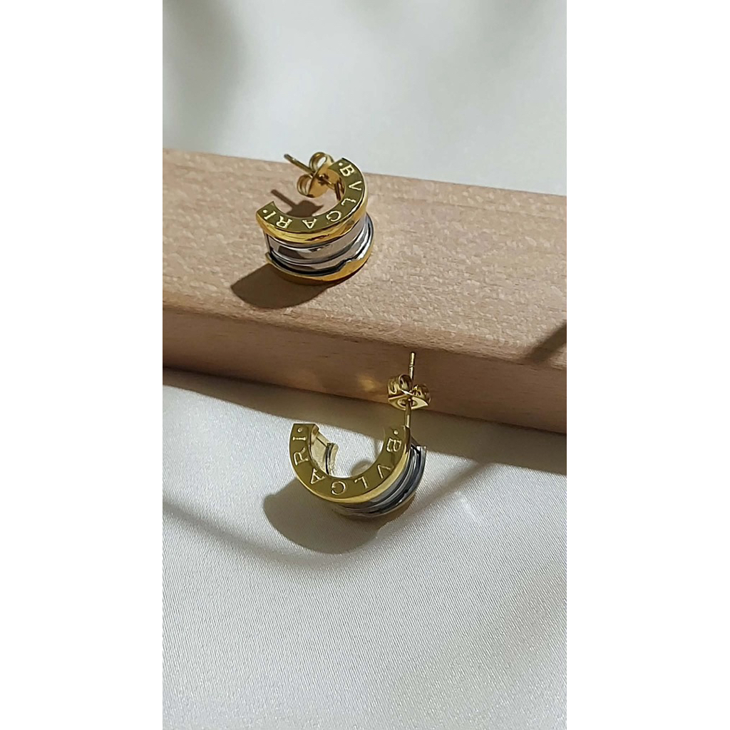 B.zero1 Inspired Stud Earrings | 2-Tone Yellow & White Gold product photo 4