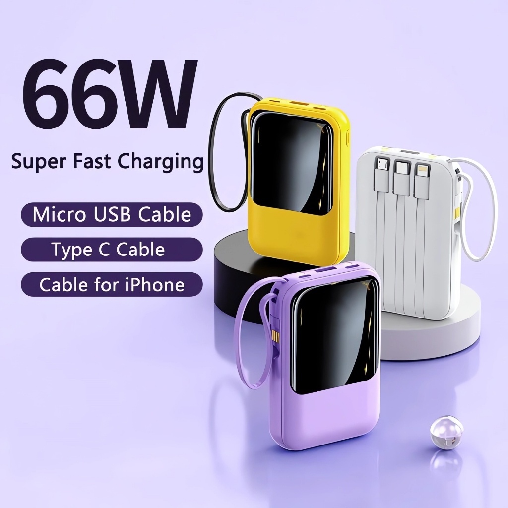 Original  20000 mAh Power Bank 22.5W Mini Powerbank Built in Cables Portable fast charging - Image 2