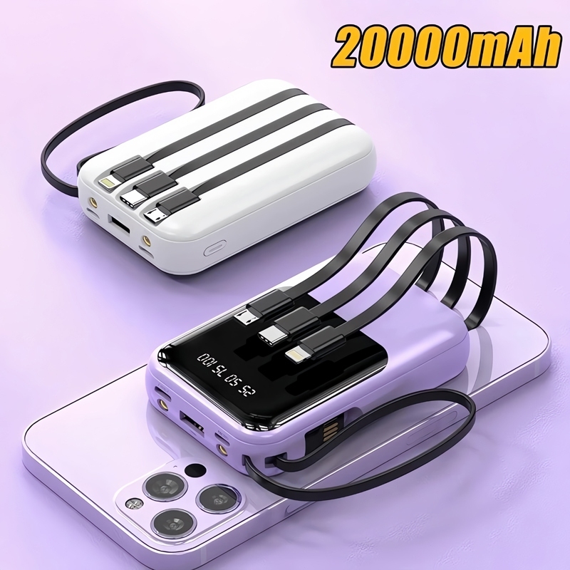 Original  20000 mAh Power Bank 22.5W Mini Powerbank Built in Cables Portable fast charging - Image 5