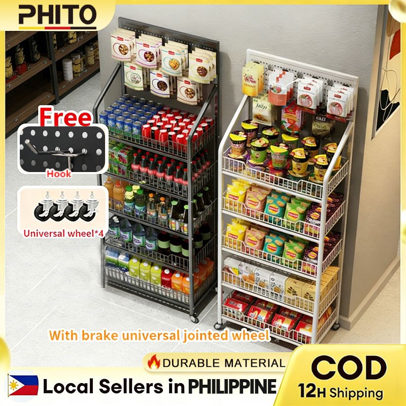 PHITO Supermarket Snack Storage Rack Shelf Grocery Rack Multifunctional Shelves