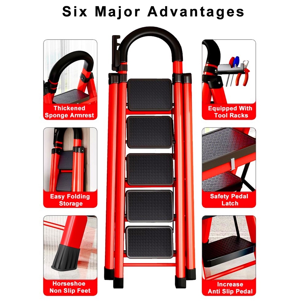Ladder foldable aluminum Household Multifunction Ladder heavy duty Steel Thicker — view 7